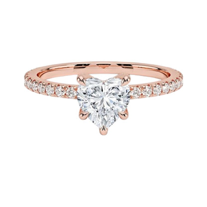 Hidden Halo 1 CT Heart Cut Lab Grown Diamond Engagement Ring - view 4