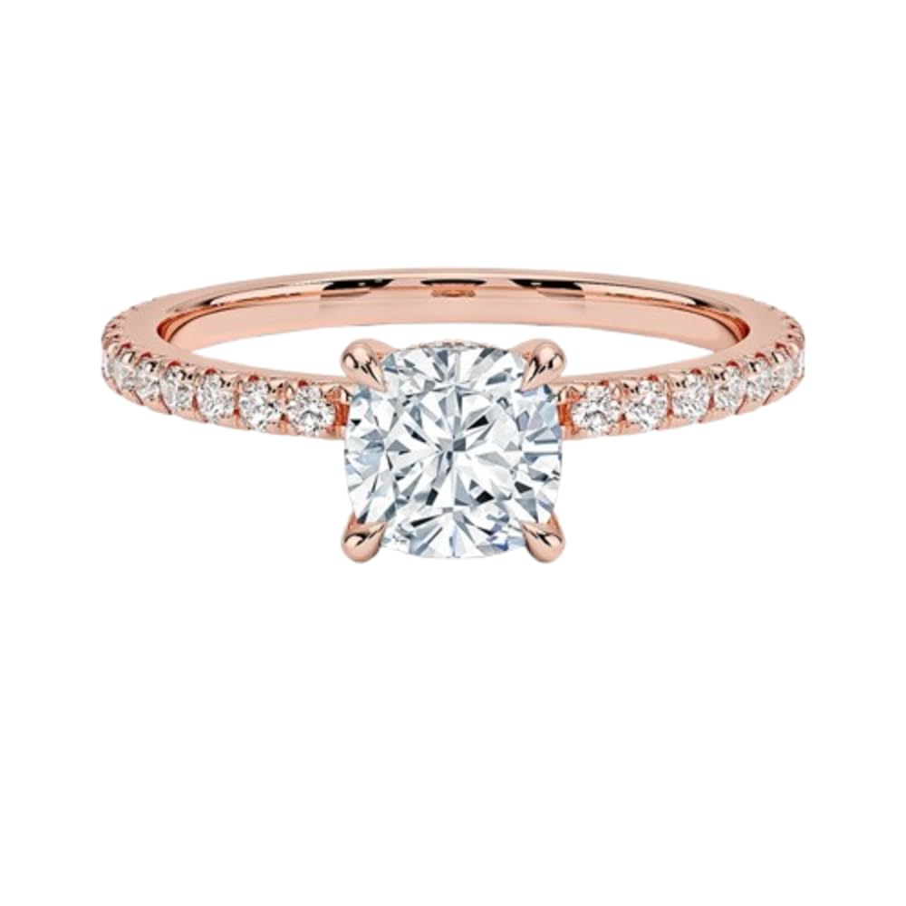 Hidden Halo 1 CT Cushion Cut Lab Grown Diamond Engagement Ring - view 4
