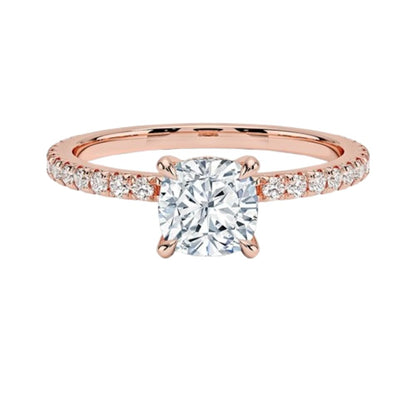 Hidden Halo 1 CT Cushion Cut Lab Grown Diamond Engagement Ring - view 4