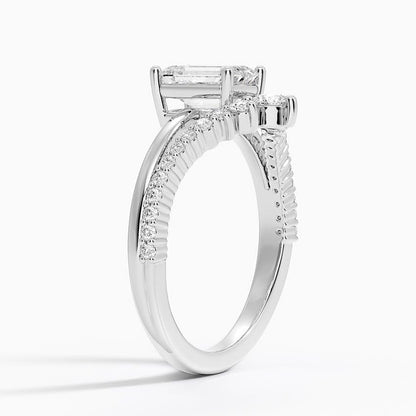 Solitaire 1 CT Emerald Cut Lab Grown Diamond Curved Engagement Ring - view 2