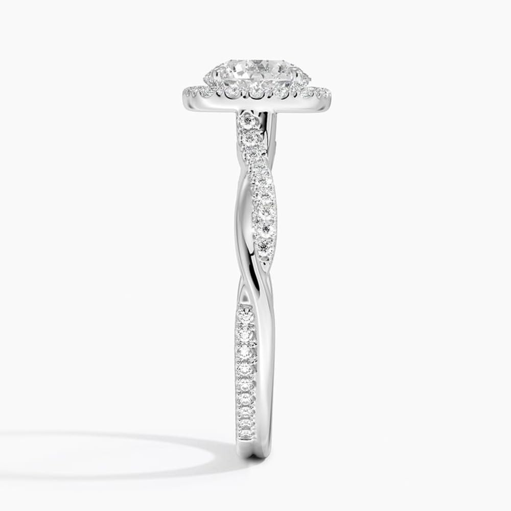 Twisted Band 1 CT Round Cut Lab Grown Diamond Engagement Halo Ring - view 3