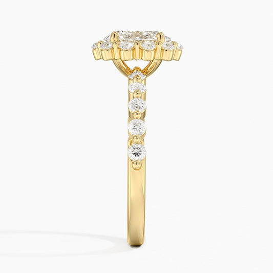 Halo 1 CT Oval Cut Lab Grown Diamond Engagement Ring