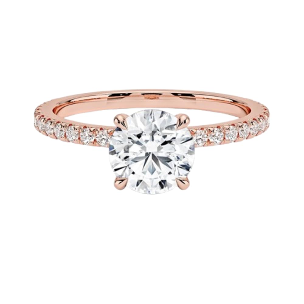 Hidden Halo 1 CT Round Cut Lab Grown Diamond Engagement Ring - view 3