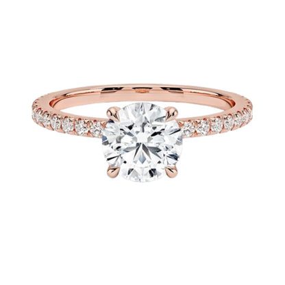 Hidden Halo 1 CT Round Cut Lab Grown Diamond Engagement Ring - view 3