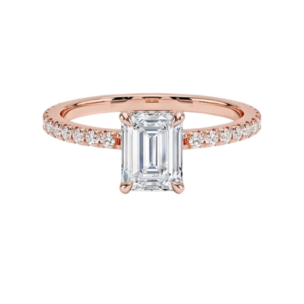Hidden Halo 1 CT Emerald Cut Lab Grown Diamond Engagement Ring - view 1