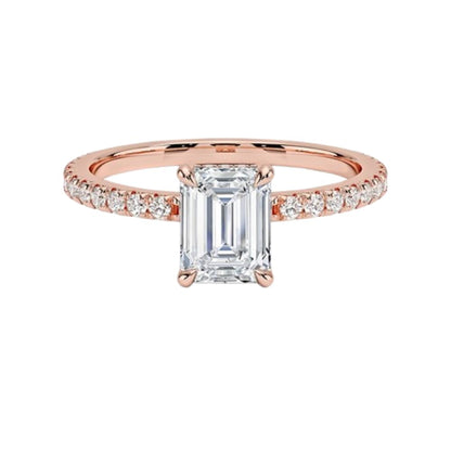 Hidden Halo 1 CT Emerald Cut Lab Grown Diamond Engagement Ring - view 1