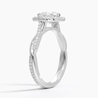 Twisted Band 1 CT Round Cut Lab Grown Diamond Engagement Halo Ring - view 2
