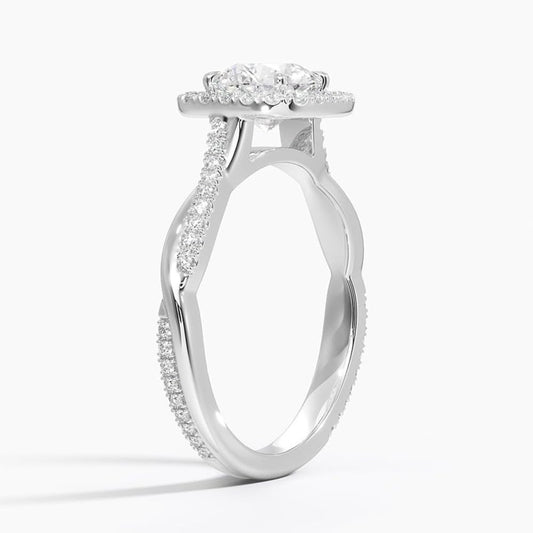 Twisted Band 1 CT Round Cut Lab Grown Diamond Engagement Halo Ring - view 2