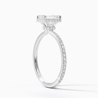Hidden Halo 1 CT Emerald Cut Lab Grown Diamond Ring - view 2