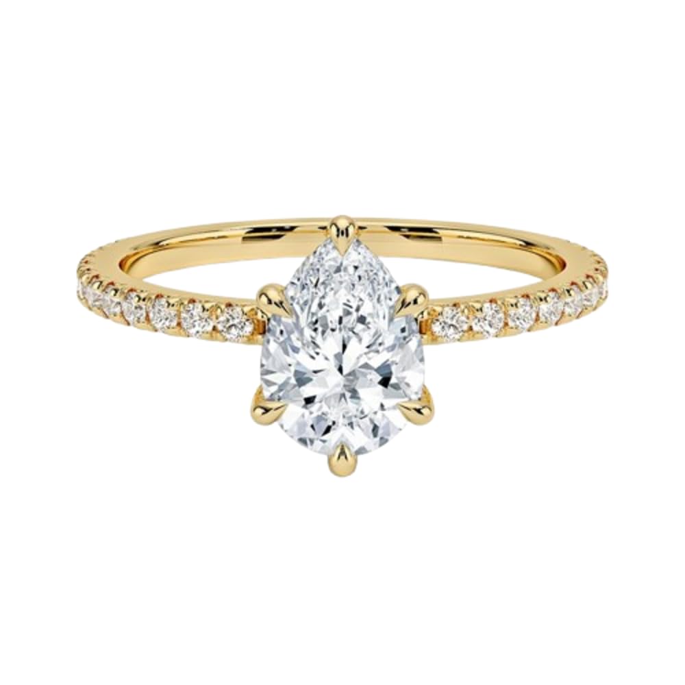 Hidden Halo 1 CT Pear Cut Lab Grown Diamond Engagement Ring - view 6