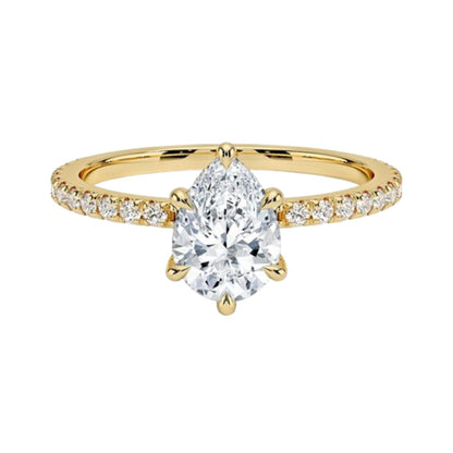 Hidden Halo 1 CT Pear Cut Lab Grown Diamond Engagement Ring - view 6