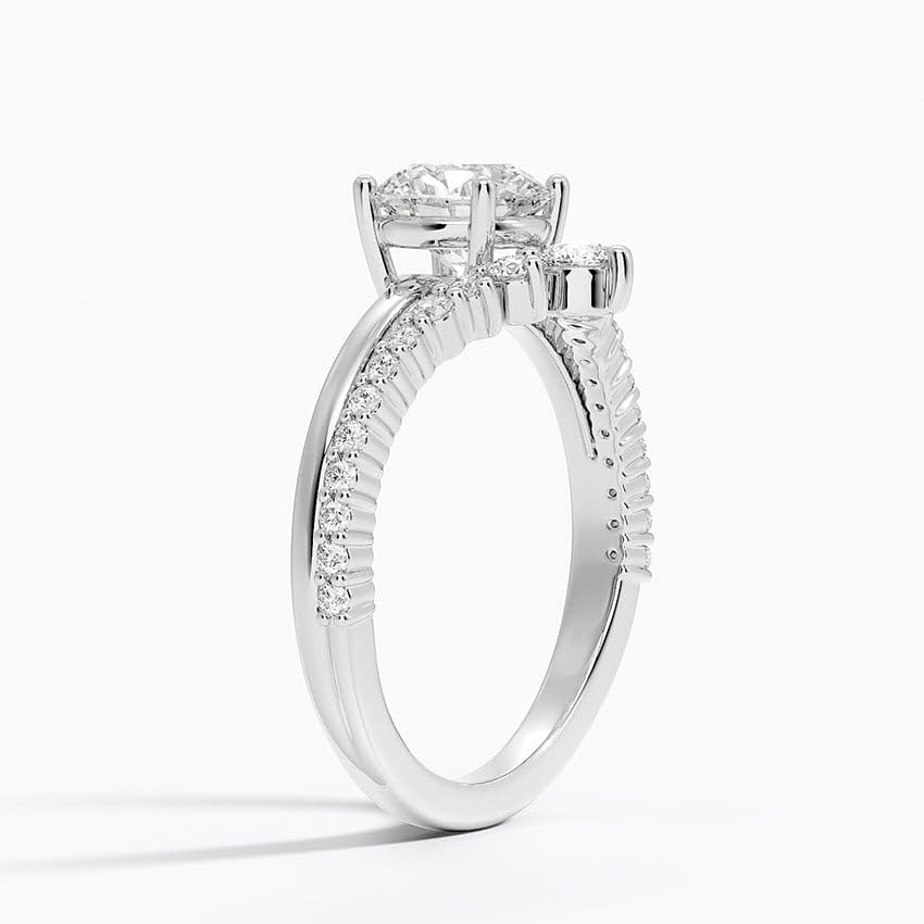 Solitaire 1 CT Round Cut Lab Grown Diamond Curved Engagement Ring - view 5