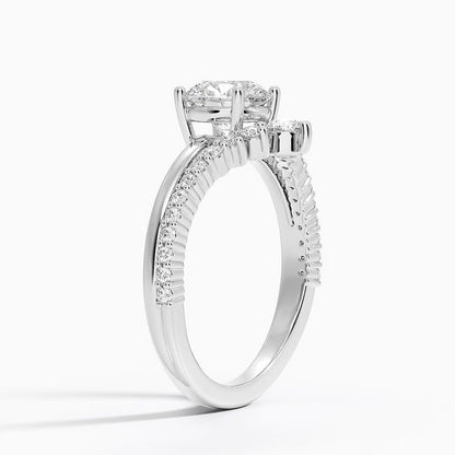 Solitaire 1 CT Round Cut Lab Grown Diamond Curved Engagement Ring - view 5