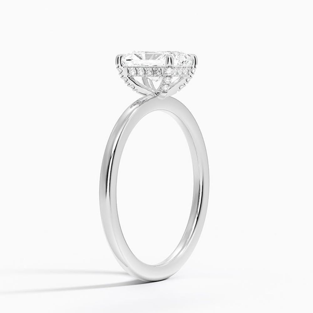 Solitaire 1 CT Radiant Cut Lab Grown Diamond Hidden Halo Engagement Ring - view 5