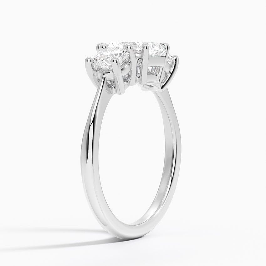 Solitaire 1 CT Radiant Cut Lab Grown Diamond Three Stone Engagement Ring - view 2