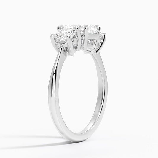 Solitaire 1 CT Radiant Cut Lab Grown Diamond Three Stone Engagement Ring - view 2