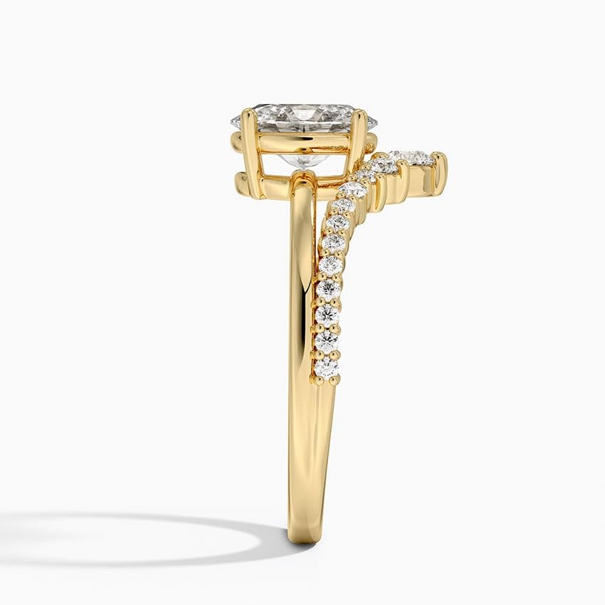 Solitaire 1 CT Oval Cut Lab Grown Diamond Curved Engagement Ring - view 3