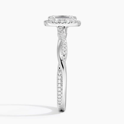 Twisted Band 1 CT Emerald Cut Lab Grown Diamond Engagement Halo Ring - view 3