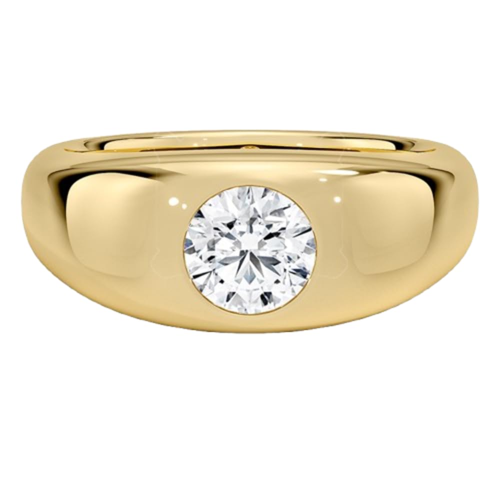 Solitaire 1 CT Round Cut Lab Grown Diamond Bezel Engagement Ring - view 3