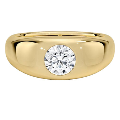 Solitaire 1 CT Round Cut Lab Grown Diamond Bezel Engagement Ring - view 3