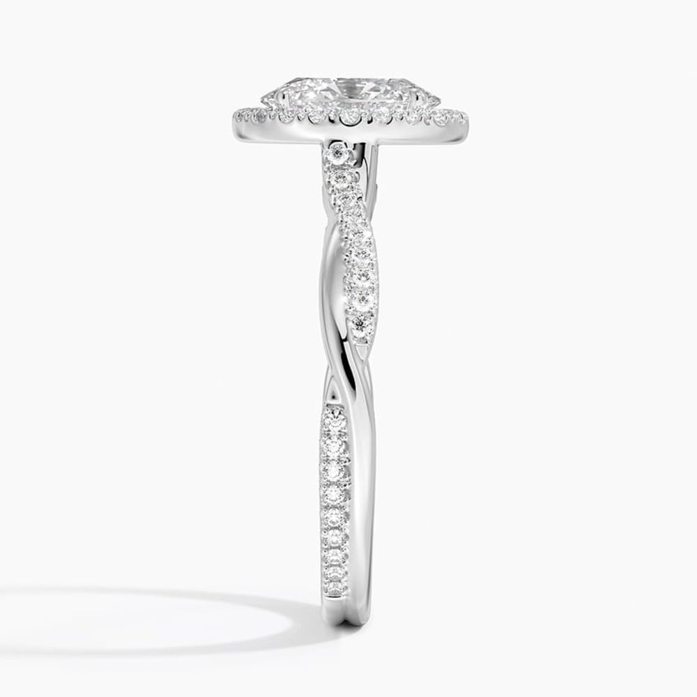 Twisted Band 1 CT Oval Cut Lab Grown Diamond Engagement Halo Ring - view 7