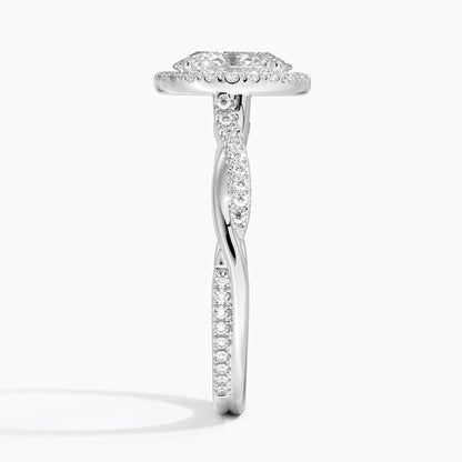 Twisted Band 1 CT Oval Cut Lab Grown Diamond Engagement Halo Ring - view 7