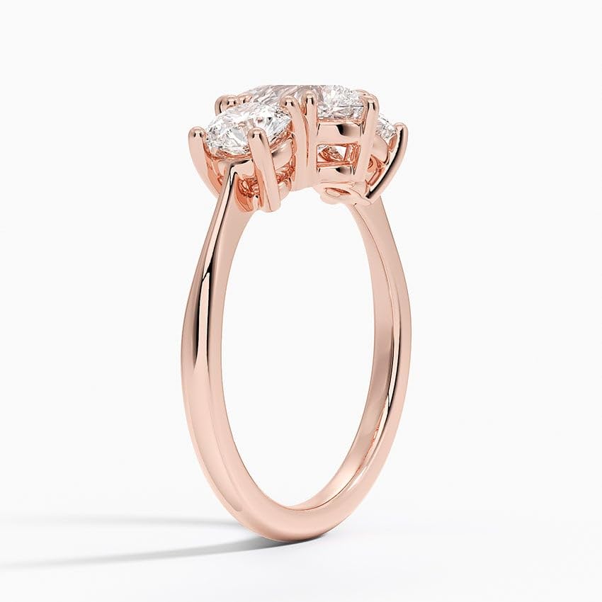 Solitaire 1 CT Pear Cut Lab Grown Diamond Three Stone Engagement Ring - view 2