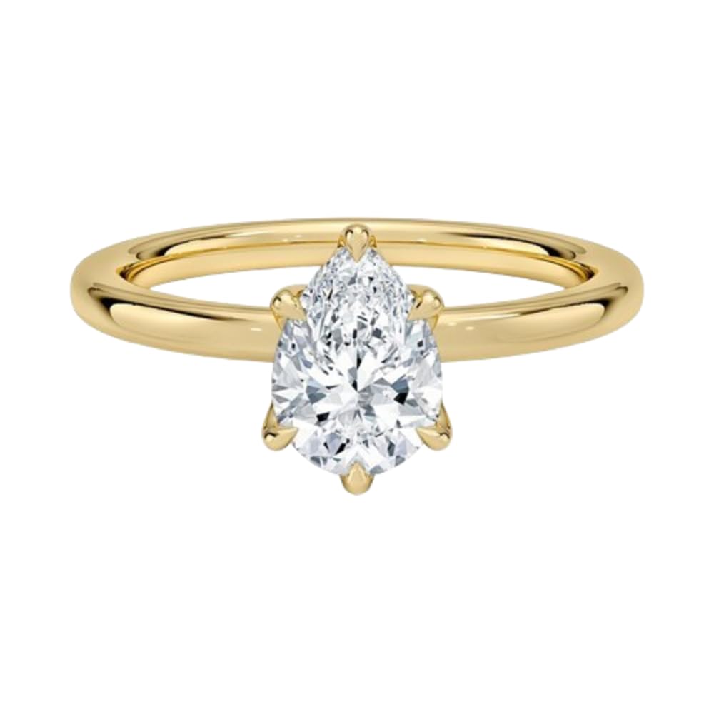 Solitaire 1 CT Pear Cut Lab Grown Diamond Ring - view 1