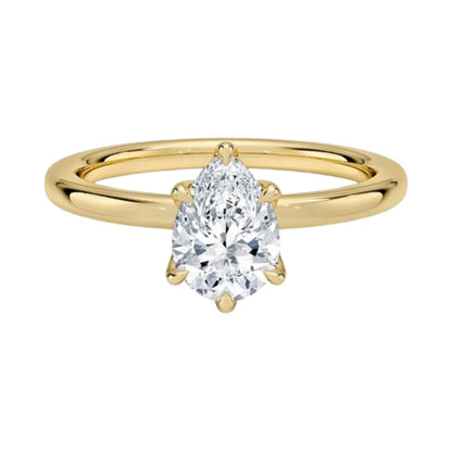 Solitaire 1 CT Pear Cut Lab Grown Diamond Ring - view 1