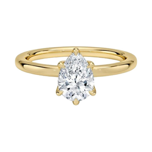 Solitaire 1 CT Pear Cut Lab Grown Diamond Ring - view 1