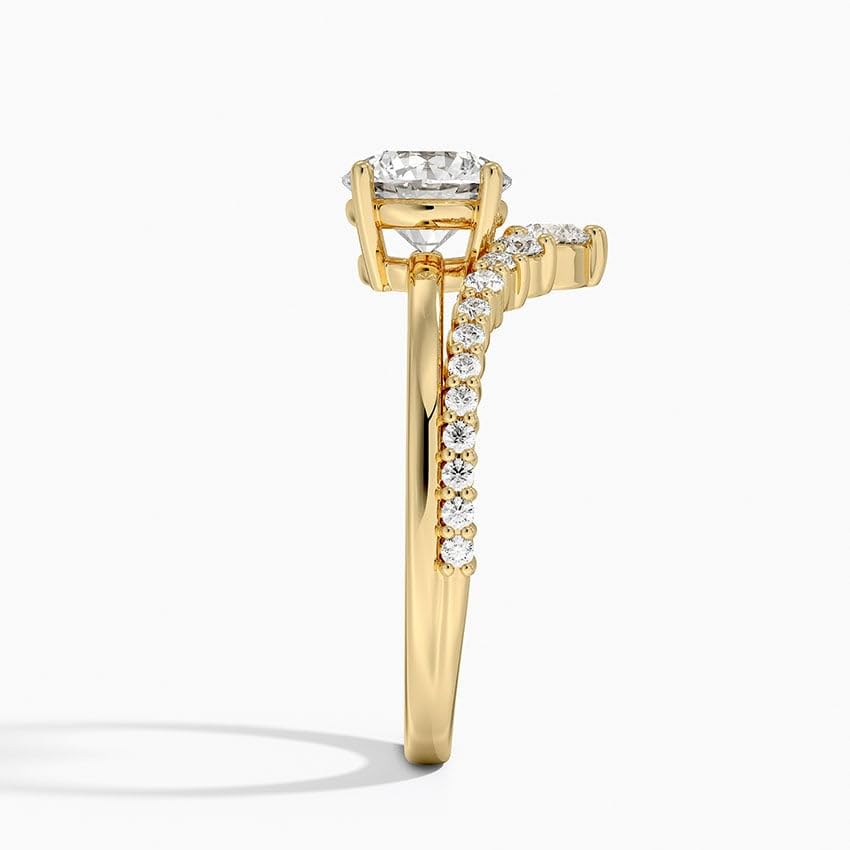 Solitaire 1 CT Round Cut Lab Grown Diamond Curved Engagement Ring - view 3