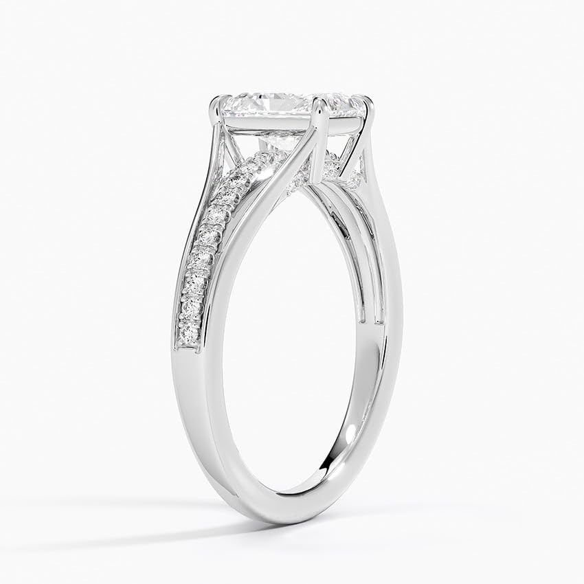 Pave 1 CT Radiant Cut Lab Grown Diamond Engagement Ring - view 5