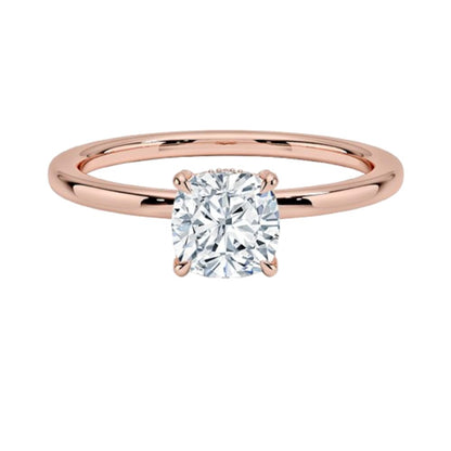 Solitaire 1 CT Cushion Cut Lab Grown Diamond Hidden Halo Engagement Ring - view 1