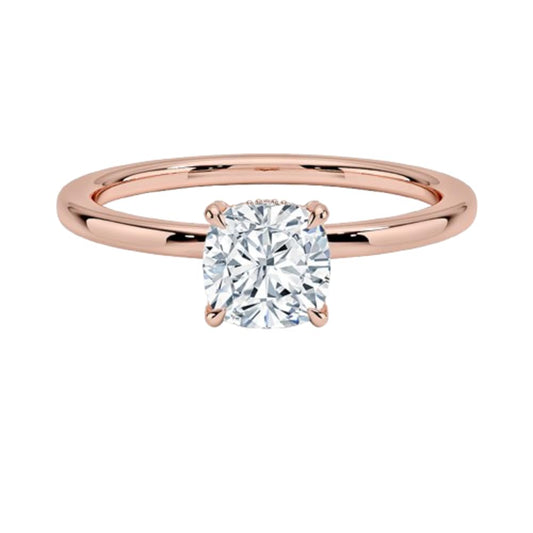 Solitaire 1 CT Cushion Cut Lab Grown Diamond Hidden Halo Engagement Ring - view 1