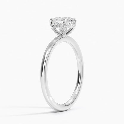 Solitaire 1 CT Cushion Cut Lab Grown Diamond Hidden Halo Engagement Ring - view 5