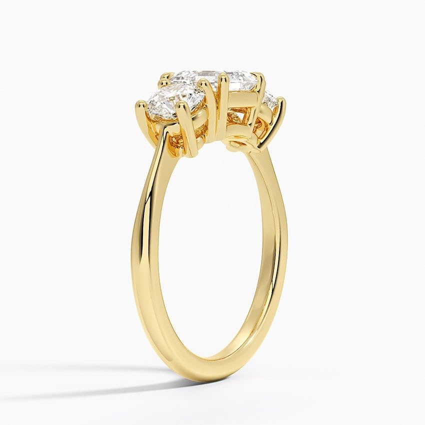 Solitaire 1 CT Asscher Cut Lab Grown Diamond Three Stone Engagement Ring - view 5