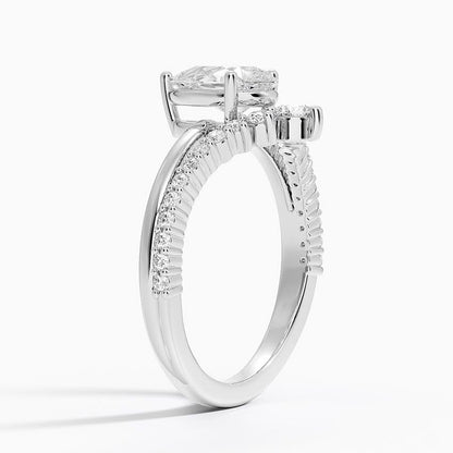 Solitaire 1 CT Pear Cut Lab Grown Diamond Curved Engagement Ring - view 7
