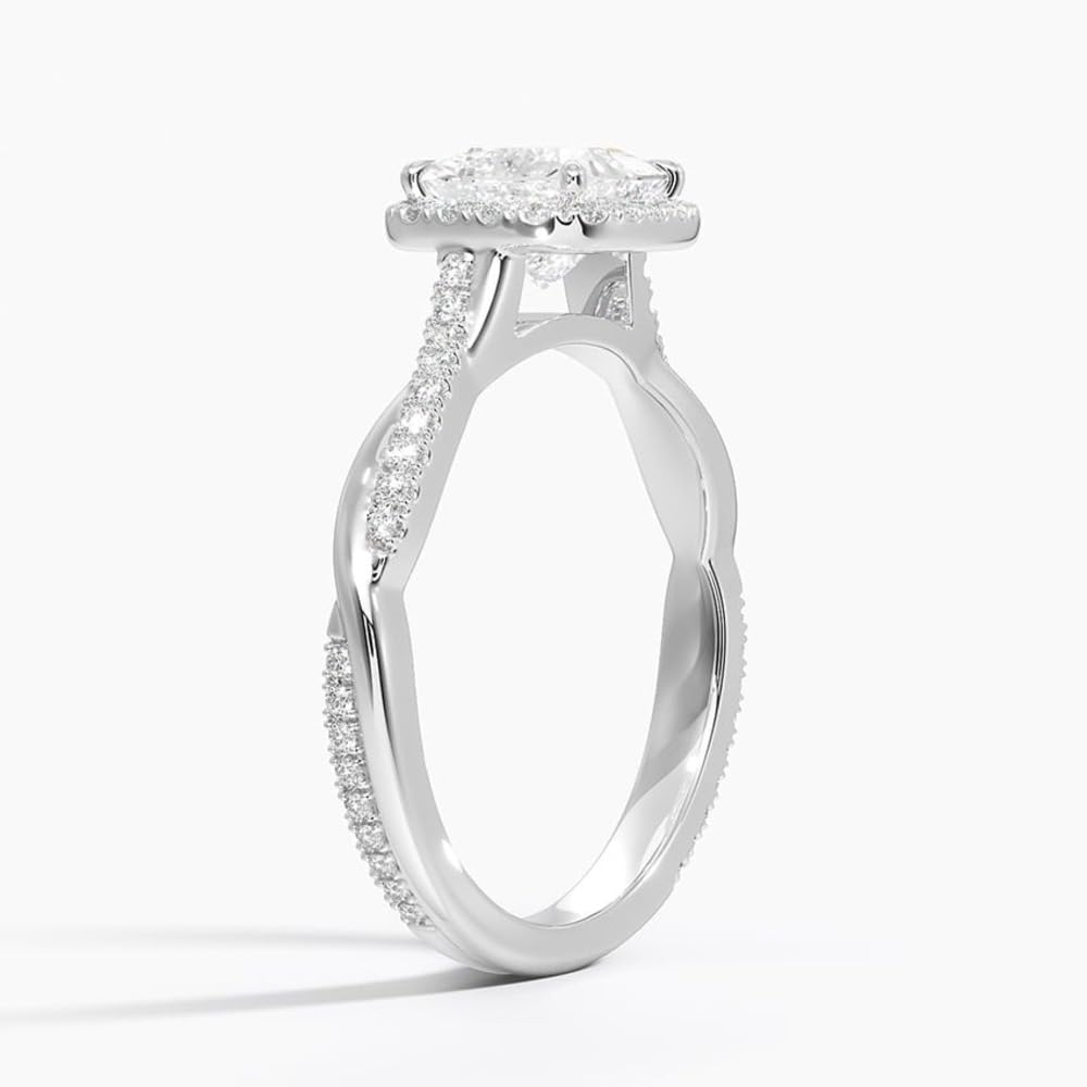 Twisted Band 1 CT Princess Cut Lab Grown Diamond Engagement Halo Ring - view 2