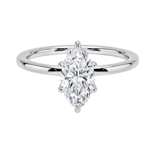 Solitaire 1 CT Marquise Cut Lab Grown Diamond Hidden Halo Engagement Ring - view 1
