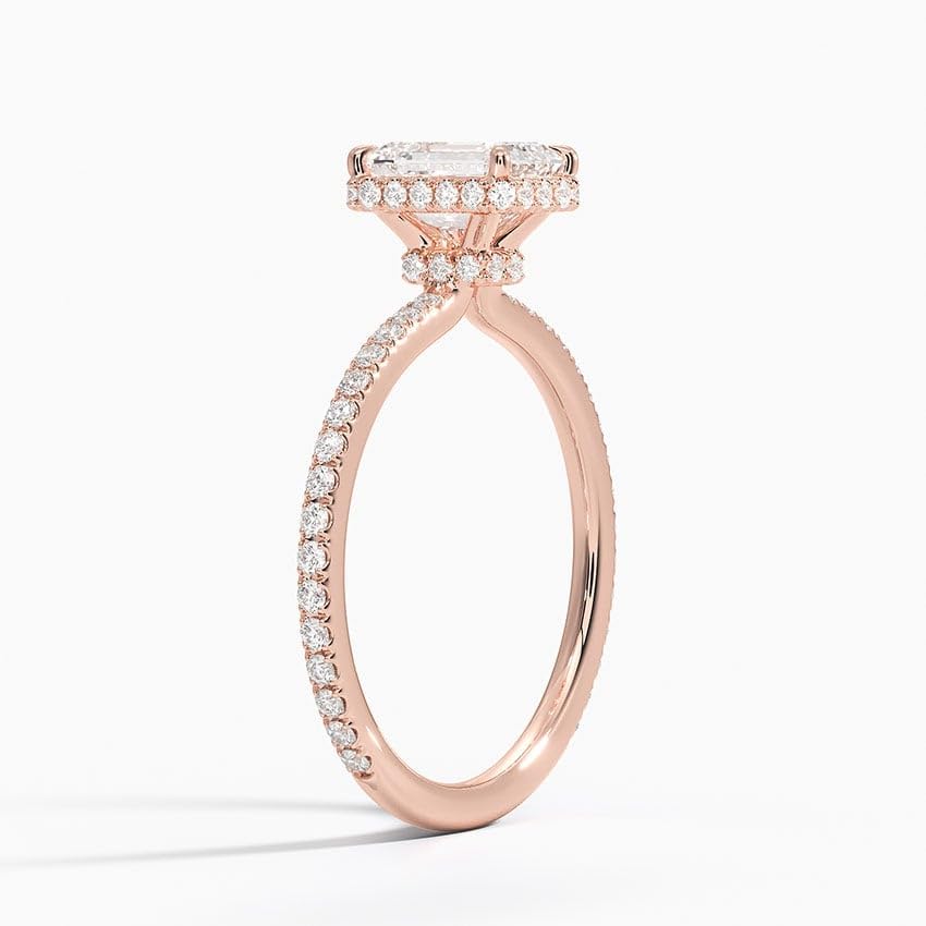 Hidden Halo 1 CT Emerald Cut Lab Grown Diamond Ring - view 5