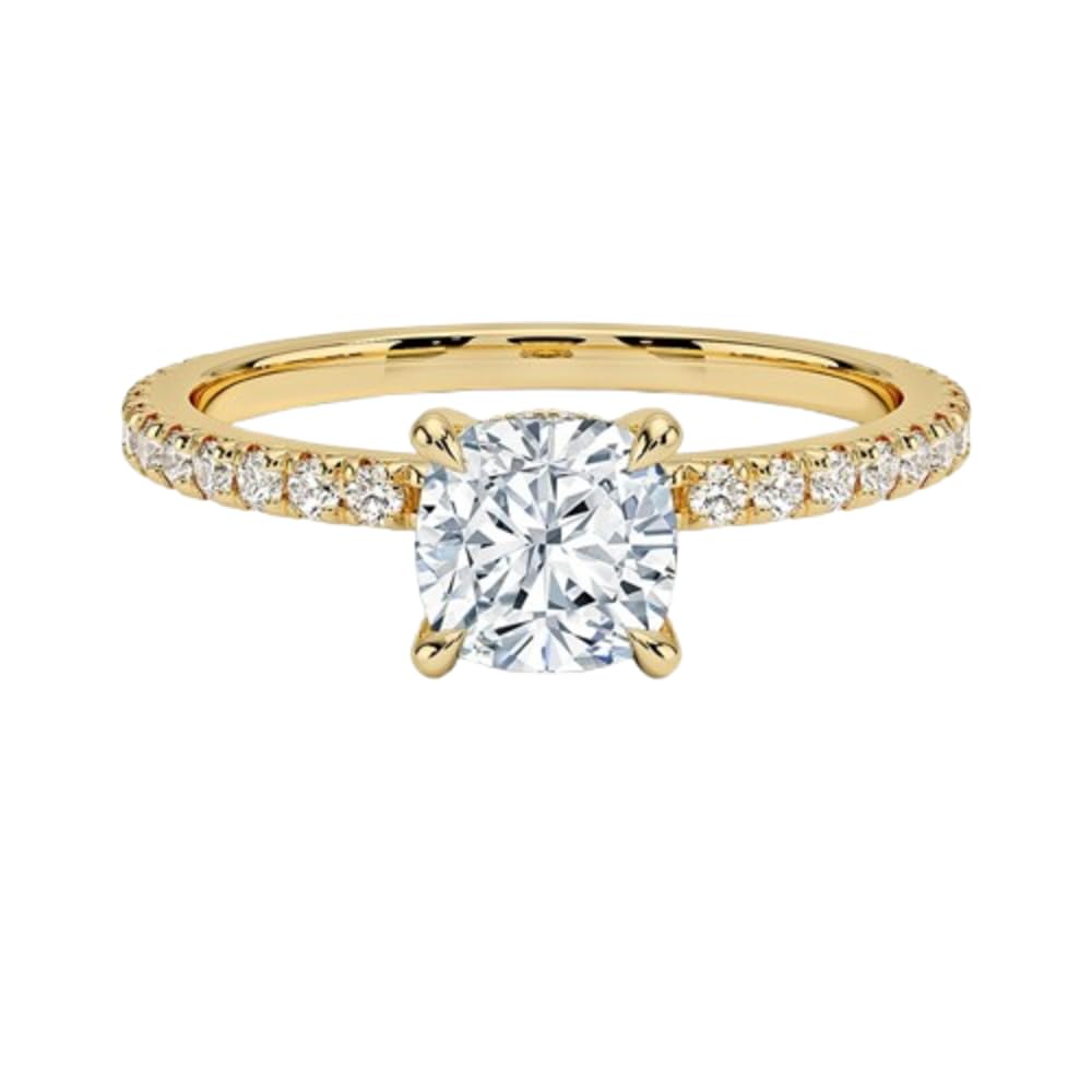 Hidden Halo 1 CT Cushion Cut Lab Grown Diamond Engagement Ring - view 6