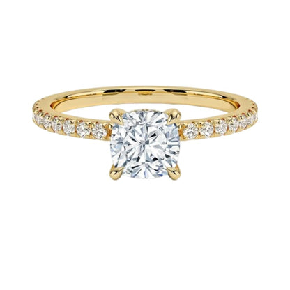 Hidden Halo 1 CT Cushion Cut Lab Grown Diamond Engagement Ring - view 6