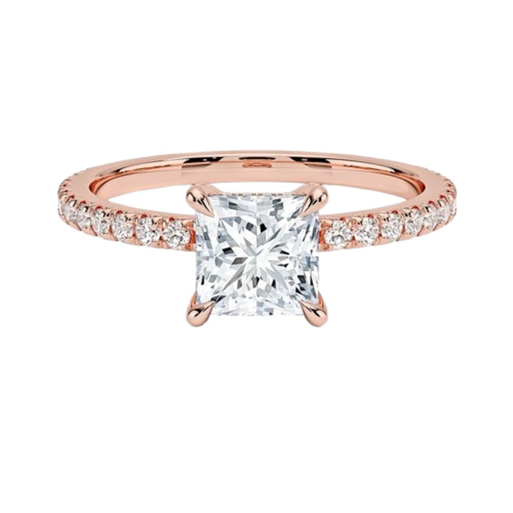 Hidden Halo 1 CT Princess Cut Lab Grown Diamond Engagement Ring - view 4