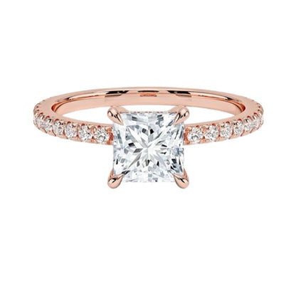 Hidden Halo 1 CT Princess Cut Lab Grown Diamond Engagement Ring - view 4