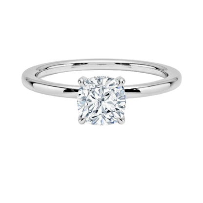 Solitaire 1 CT Cushion Cut Lab Grown Diamond Hidden Halo Engagement Ring - view 4