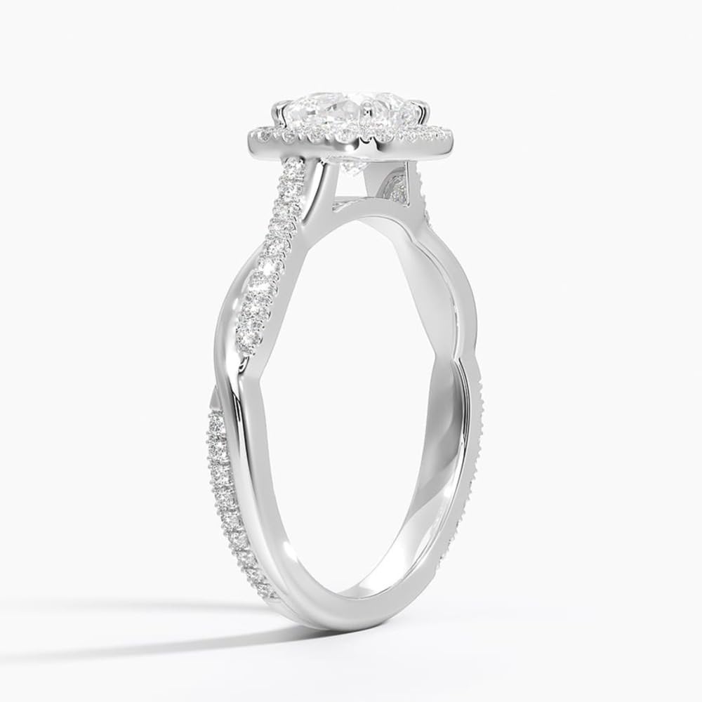 Twisted Band 1 CT Cushion Cut Lab Grown Diamond Engagement Halo Ring - view 5