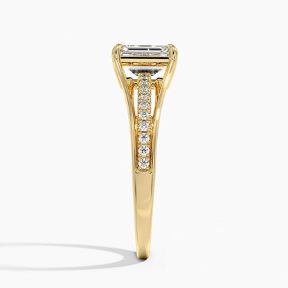 Pave 1 CT Emerald Cut Lab Grown Diamond Engagement Ring - view 7