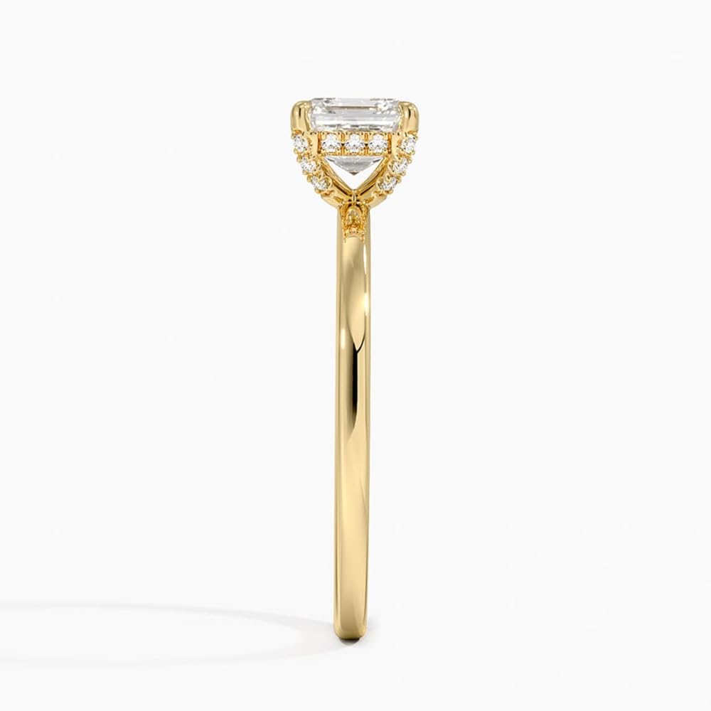 Solitaire 1 CT Asscher Cut Lab Grown Diamond Hidden Halo Engagement Ring - view 3