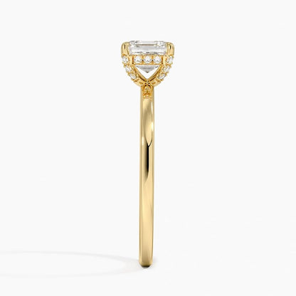 Solitaire 1 CT Asscher Cut Lab Grown Diamond Hidden Halo Engagement Ring - view 3