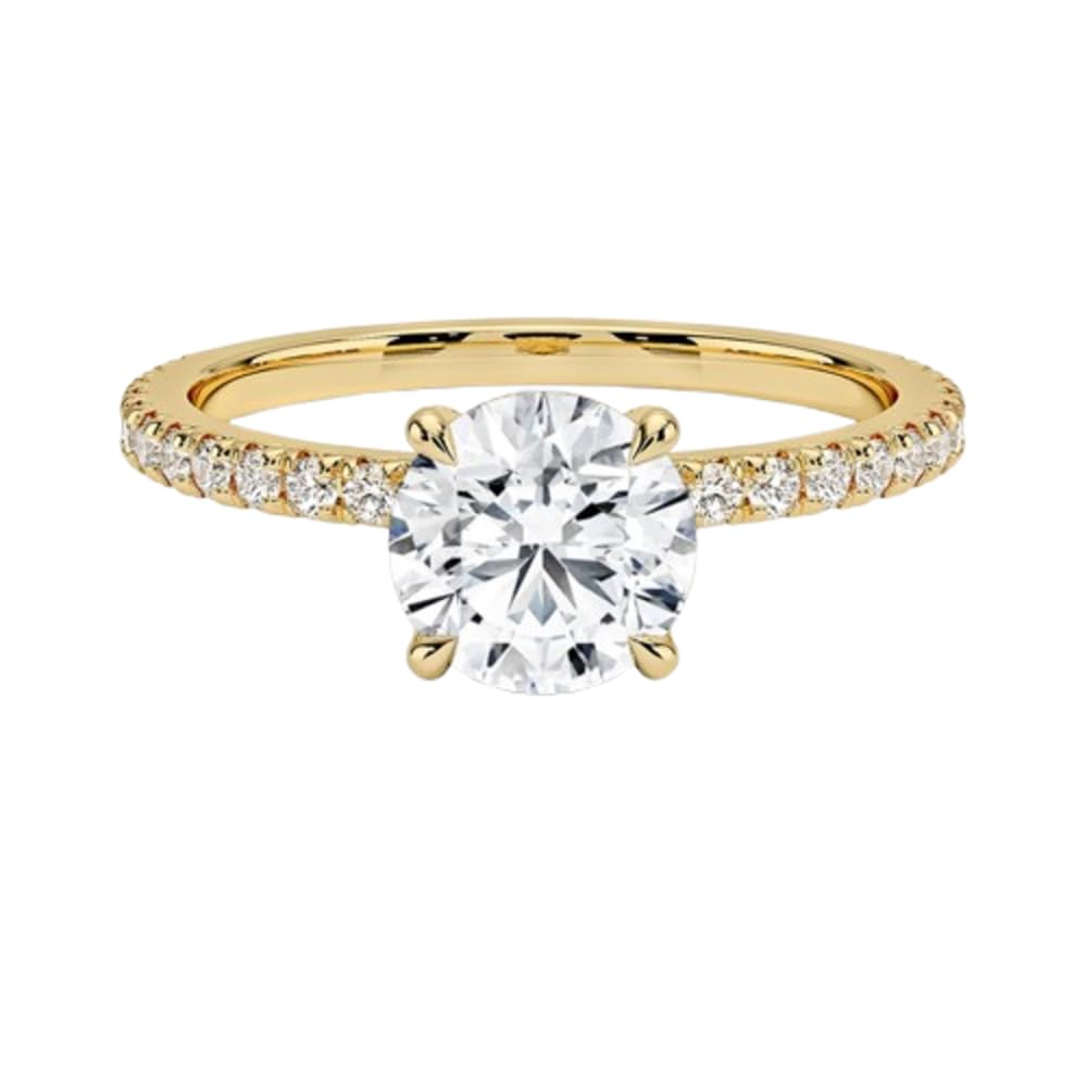 Hidden Halo 1 CT Round Cut Lab Grown Diamond Engagement Ring - view 7